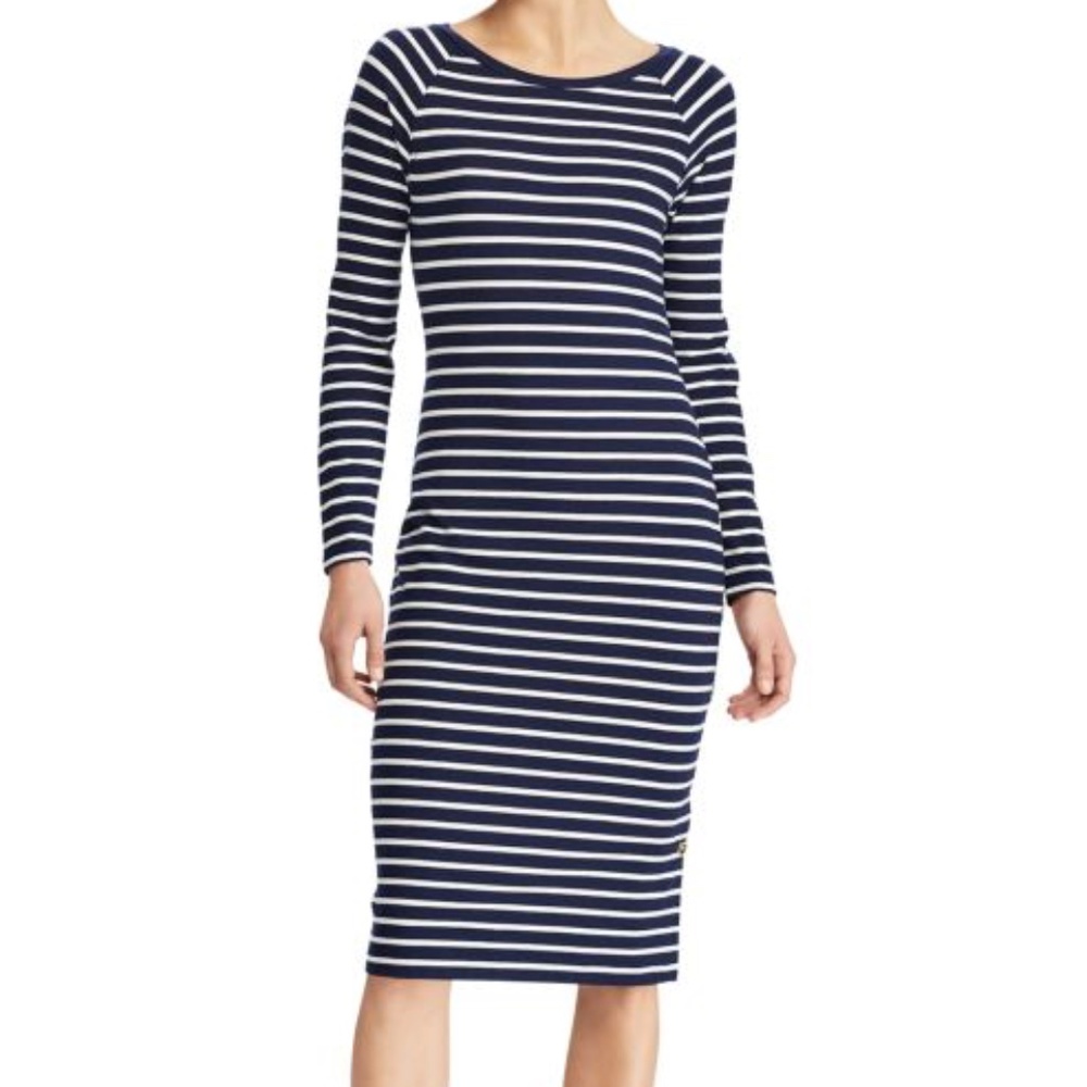 NWT Ralph Lauren Navy White Striped Dress